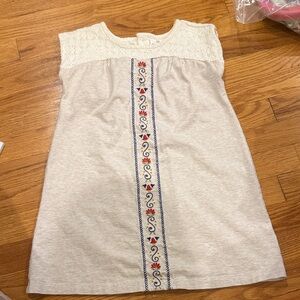 Hanna Andersson Cream Dress with Colorful Embroidery